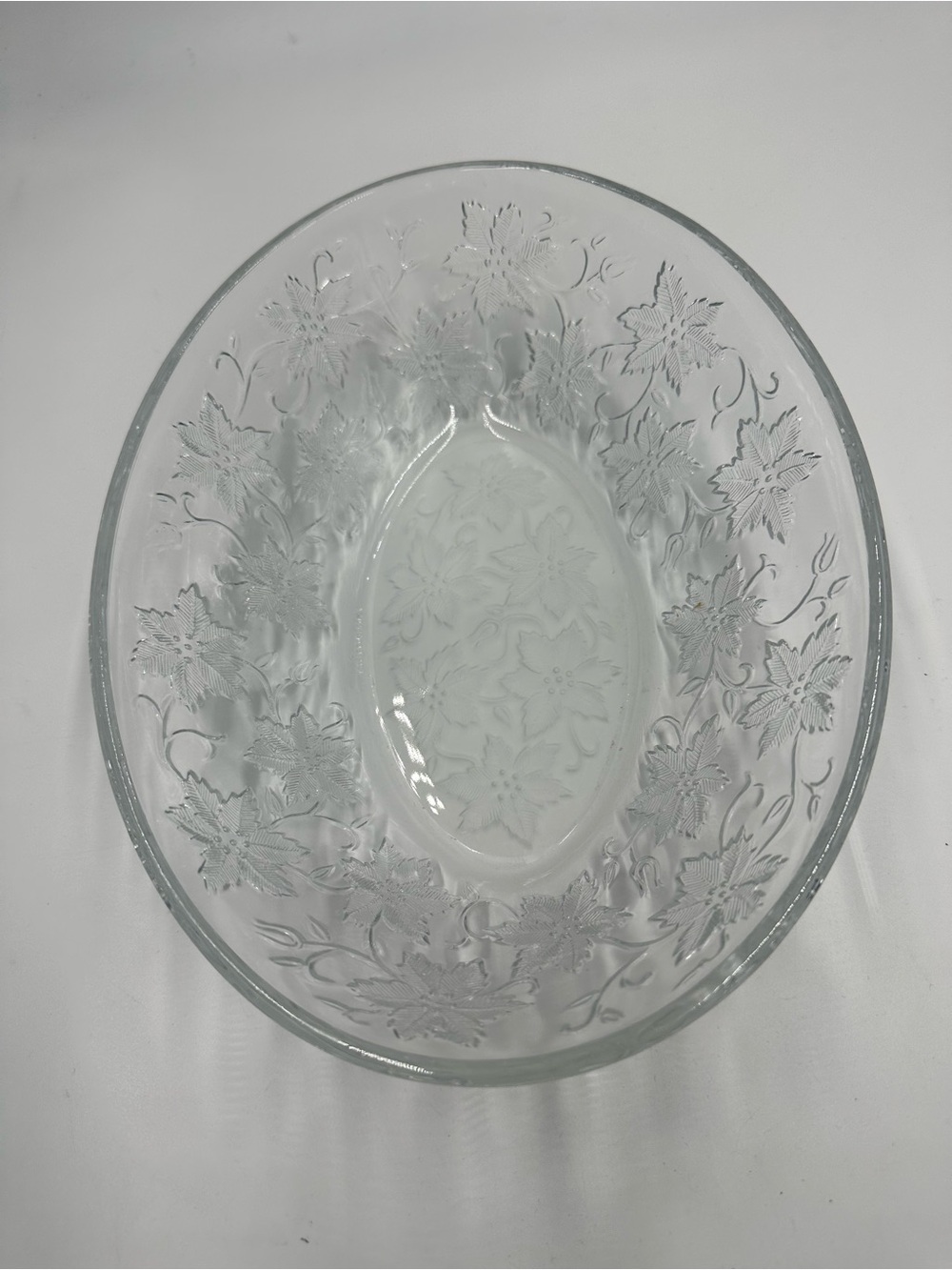 Home Interiors Clear Floral Embossed Glass Serving Bowl